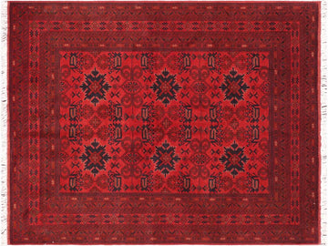 handmade Tribal Biljik Khal Muhammadi Red Blue Hand Knotted RECTANGLE 100% WOOL area rug 6x8